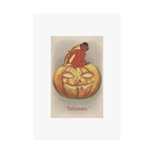 Baby Devil Vintage Halloween Card Matte Poster